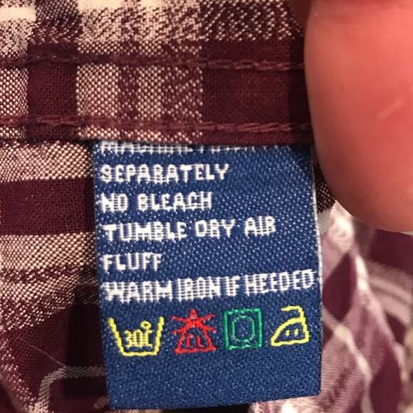 Roper Burgundy Plaid Western Button Down Shirt L - Picture 6 of 6